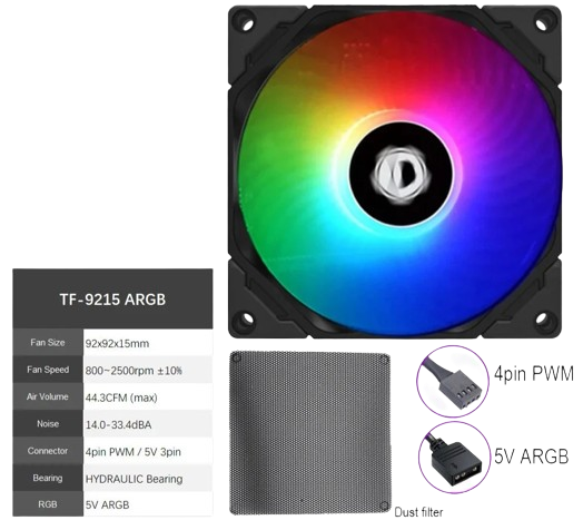 ID-COOLING TF-9215 9015 cooling fan RGB 800 - 2500 RPM